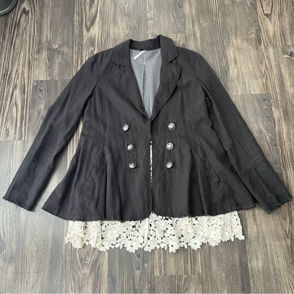 Free People Crochet Lace Bottom Size X-Small Feme Victoria Jacket Blazer - Picture 5 of 16